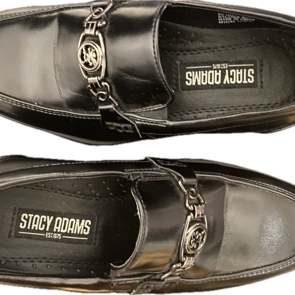 Stacy Adams Kids 13 !!!Black Dress Loafers with Metal Detail